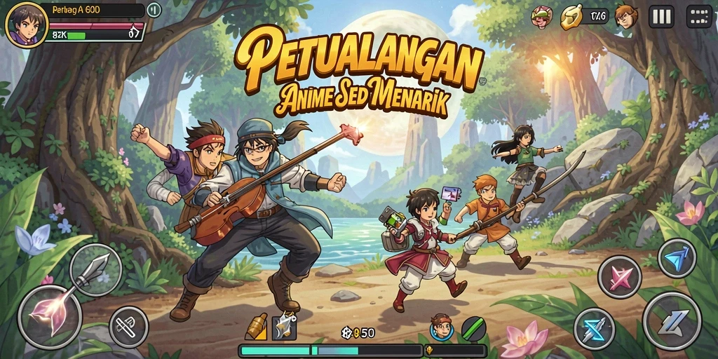 Tampilan gameplay seru dengan karakter anime yang menawan.