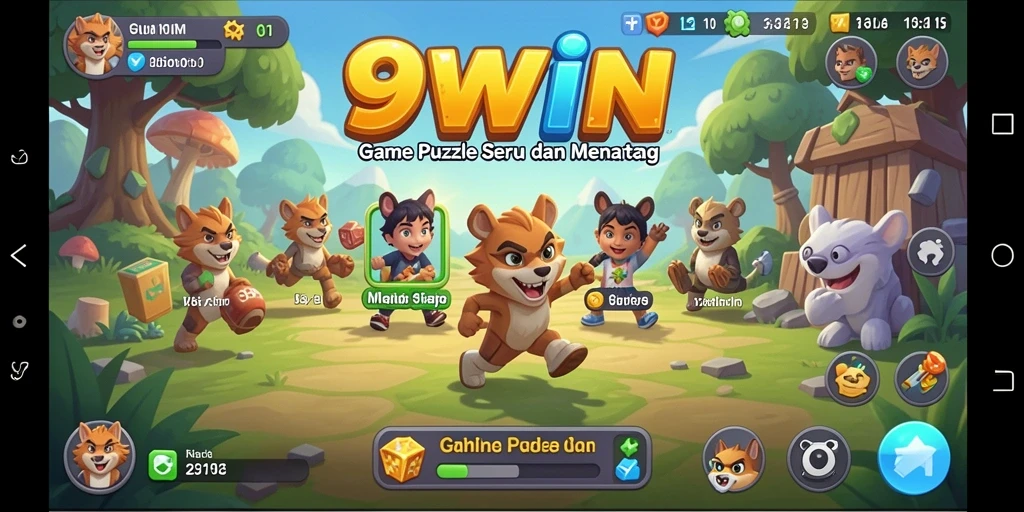 Screenshot utama 9WIN menampilkan gameplay puzzle yang menarik.