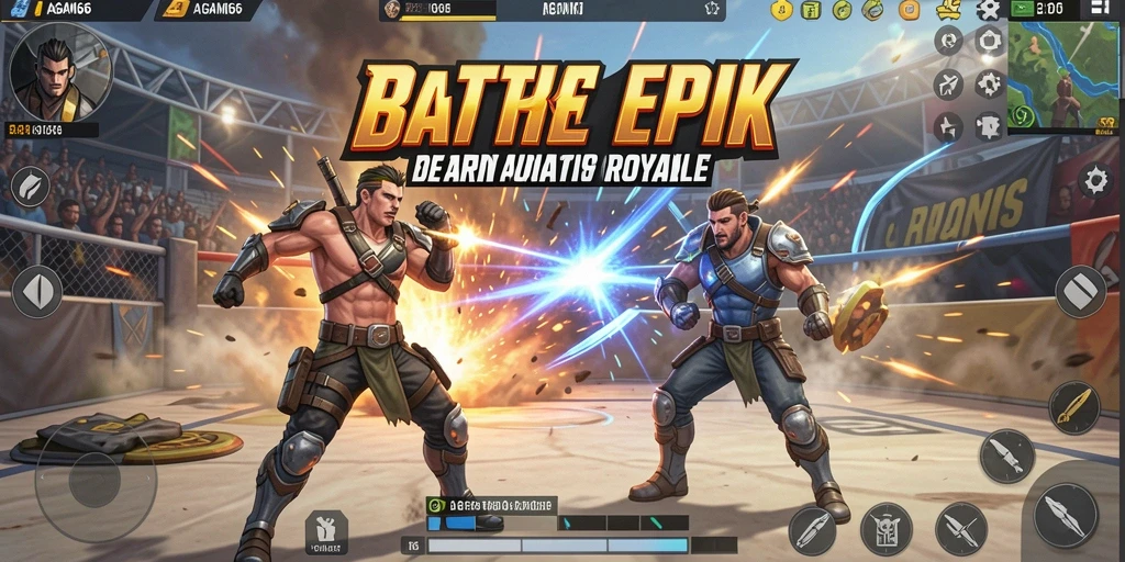 Tampilan aksi seru dalam game Battle Royale AGAM66.