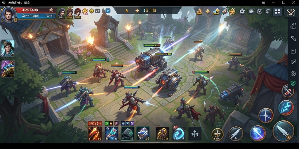 Screenshot gameplay ARISTA88 yang menampilkan pertarungan strategis.