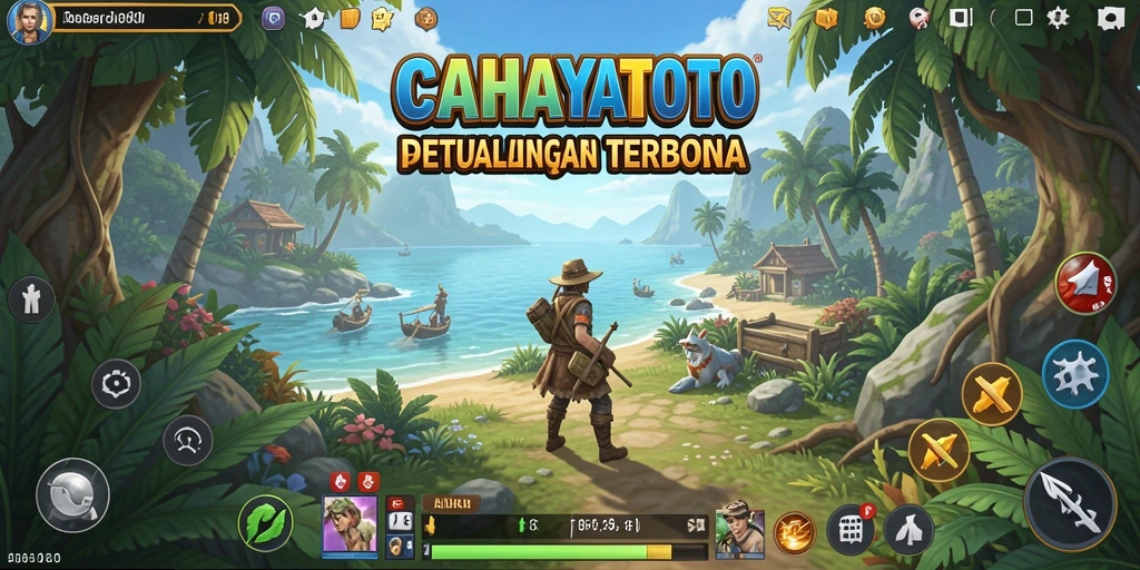 Screenshot utama CAHAYATOTO menampilkan aksi petualangan seru dalam dunia terbuka.