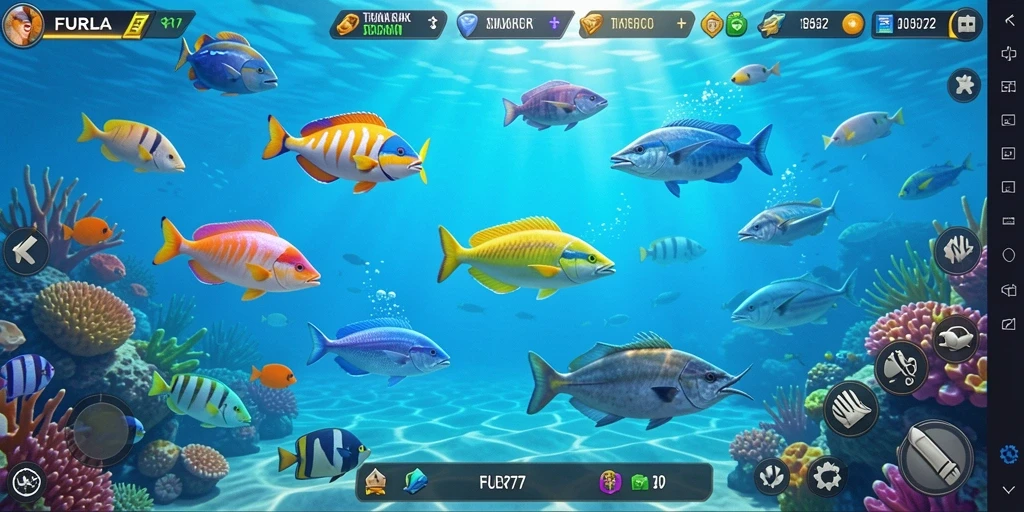 Tampilan gameplay Tembak Ikan FURLA77 yang menarik dan seru.
