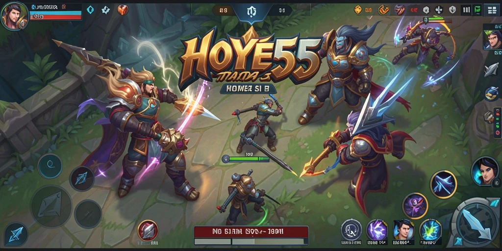 Tampilan gameplay seru dalam pertempuran MOBA di HOYE55.