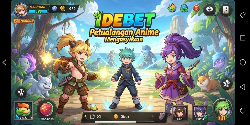 Tampilan screenshot <strong>IDEBET</strong> yang menampilkan aksi seru karakter anime.