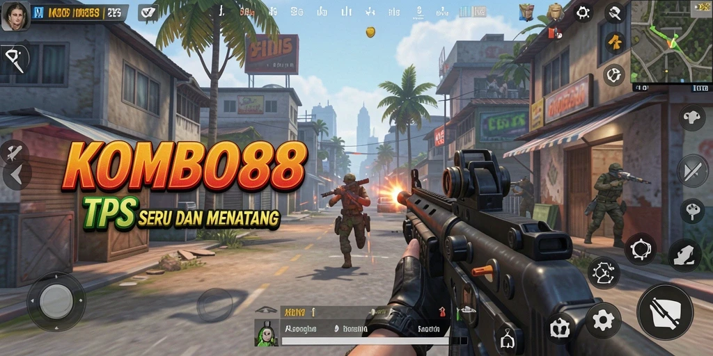 Screenshot gameplay KOMBO88 menampilkan aksi seru dalam permainan TPS.