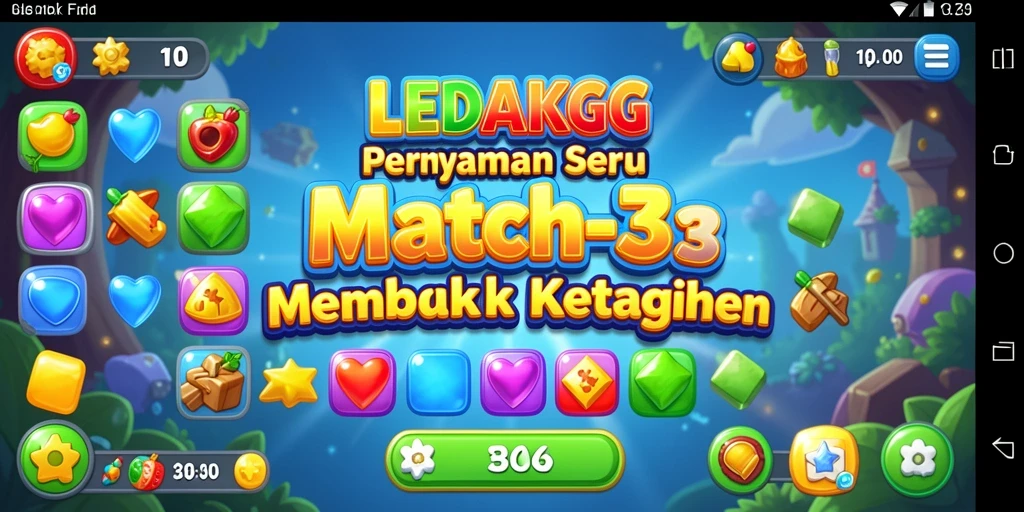 Tampilan gameplay <strong>LEDAKGG</strong> yang seru dan penuh warna di layar.