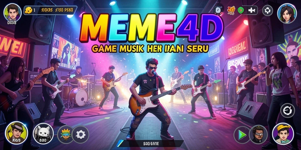 Tampilan gameplay seru di MEME4D dengan berbagai mode musik.