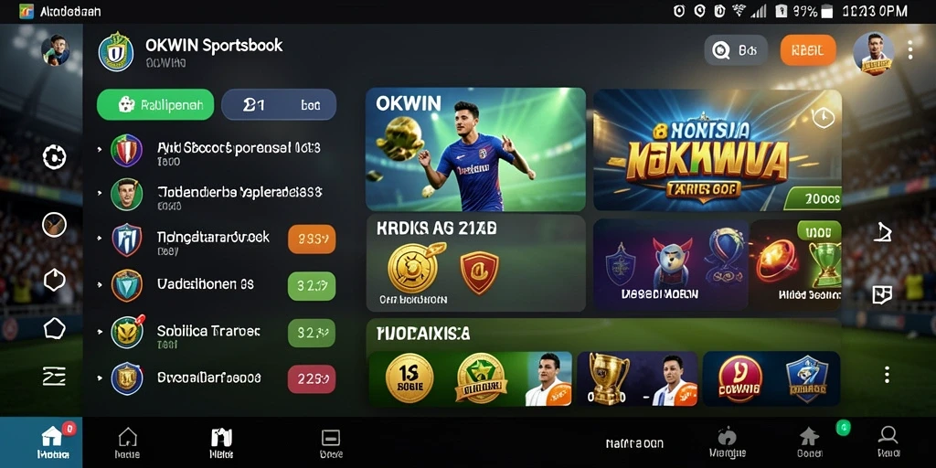 Tampilan screenshot OKWIN menunjukan antarmuka taruhan olahraga yang menarik.