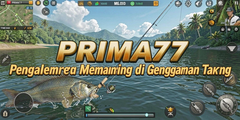 Tampilan gameplay PRIMA77 yang menarik dengan aksi memancing yang seru.