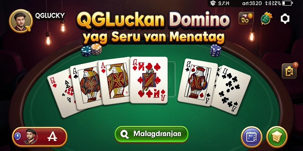 Tampilan gameplay QGLUCKY dengan suasana permainan Domino yang menarik.