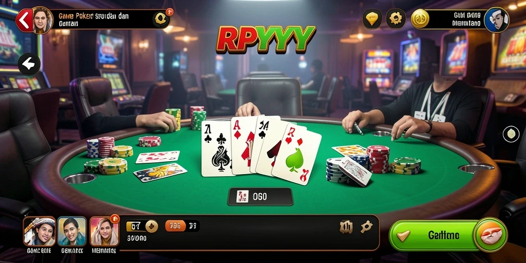 Screenshot gameplay RPYYY yang menunjukkan aksi seru permainan poker.
