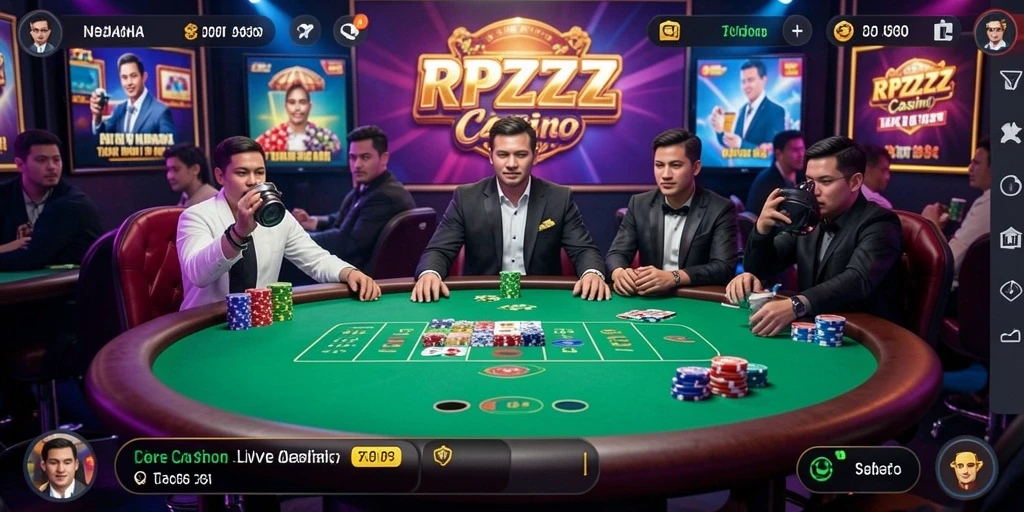 Tampilan menarik gameplay RPZZZ Live Casino dengan dealer langsung.