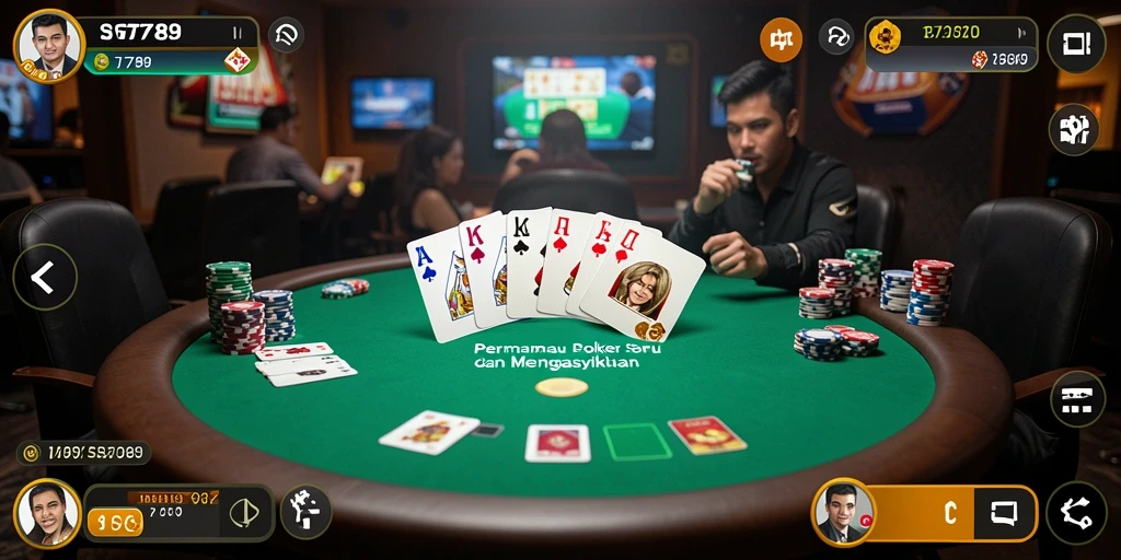 Screenshot gameplay Poker yang menarik dan interaktif.