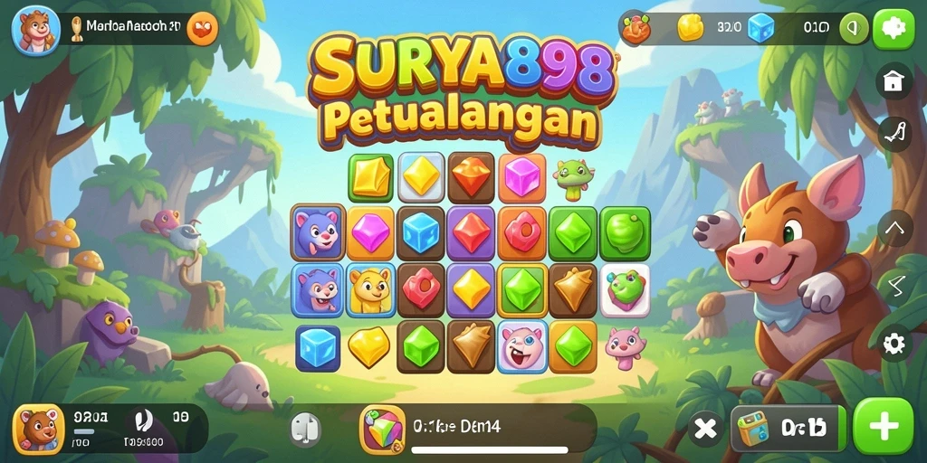 Tampilan gameplay seru di SURYA898 dengan objek berwarna cerah.
