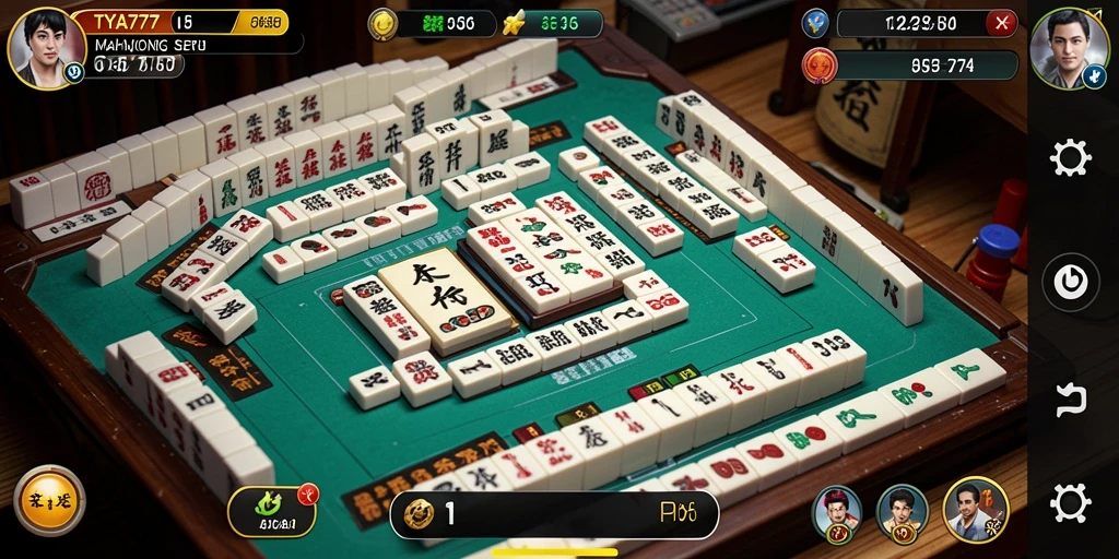 Gameplay Mahjong yang seru dalam TYA777 dengan tampilan ubin menarik.