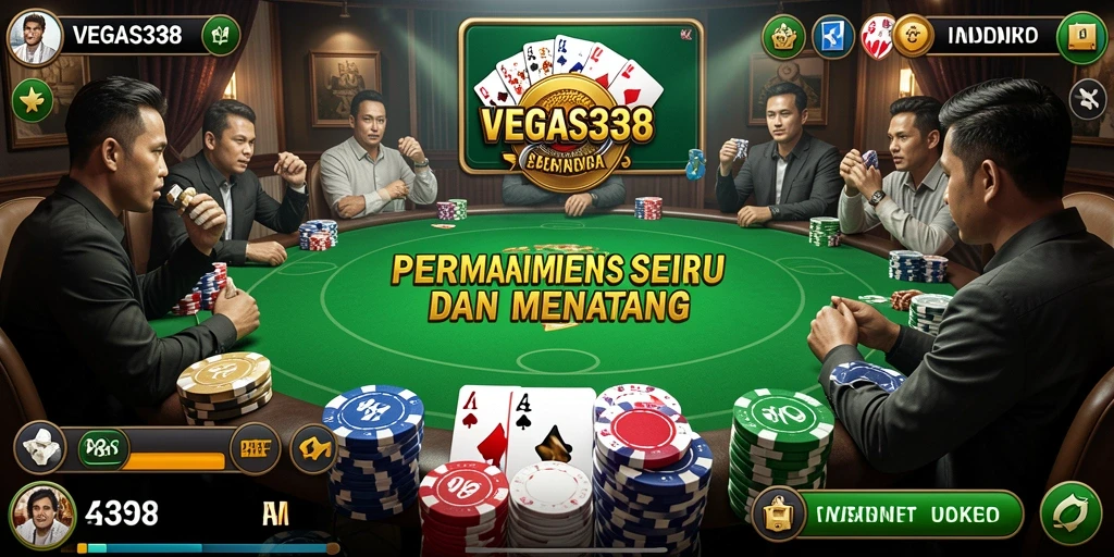 Tampilan gameplay poker yang mendebarkan di VEGAS338.