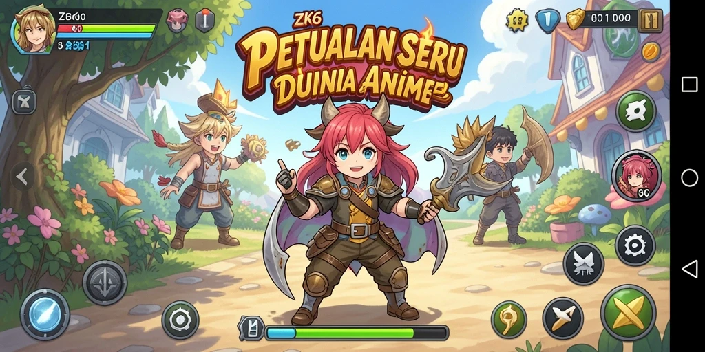 Screenshot gameplay ZK6 menampilkan aksi seru di dunia anime.